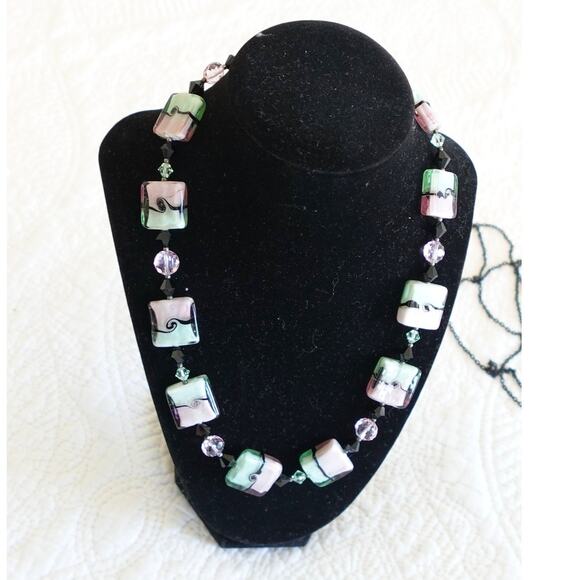 NEW Chunky Hard Candy GLass Bead Necklace and Bracelet set - Picture 2 of 11